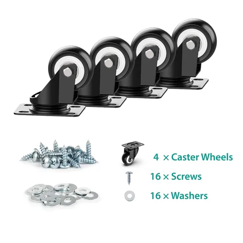 Miniatura 6 de HOLKIE Ruedas giratorias de 2 pulgadas – Resistente capacidad de 600 libras (paquete de 4) – Ruedas silenciosas de poliuretano sin freno – Ruedas