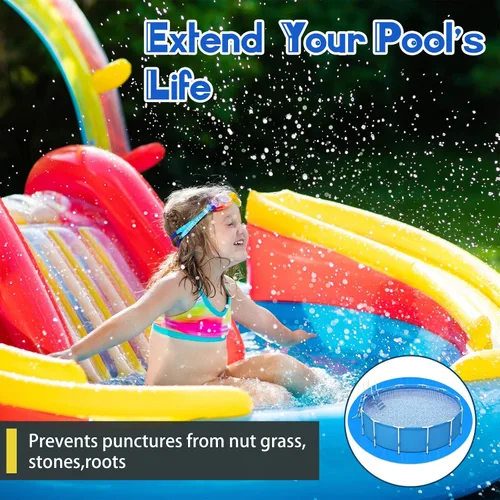 Miniatura 6 de Boao Almohadilla de revestimiento de piscina de 12 pies para piscinas sobre el suelo, lona para proteger la piscina inflable, tela debajo del suelo