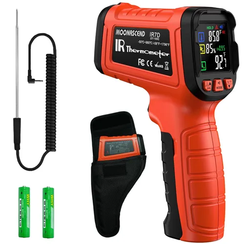 Miniatura 21 de Pistola de termómetro infrarrojo 50:1, pistola de temperatura láser sin contacto de -58 °F a 2732 °F para cocinar, horno de pizza, reptil, plancha