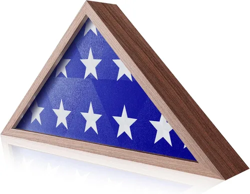 ASmileIndeep Vitrina de bandera – Caja de sombra de bandera fúnebre y militar de 5' x 9.5' con vidrio templado HD y montaje en pared, marco