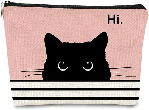 Miniatura 35 de Regalos de Gatos - Pequeña bolsa de maquillaje, bolsa de cosméticos para amantes de los gatos, bolsa de maquillaje para adolescentes y mujeres, cat 1