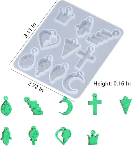 Miniatura 3 de Moldes de resina para aretes, moldes de fundición de joyería de silicona, hoja, estrella, luna, notas, moldes para colgantes, llaveros y collares