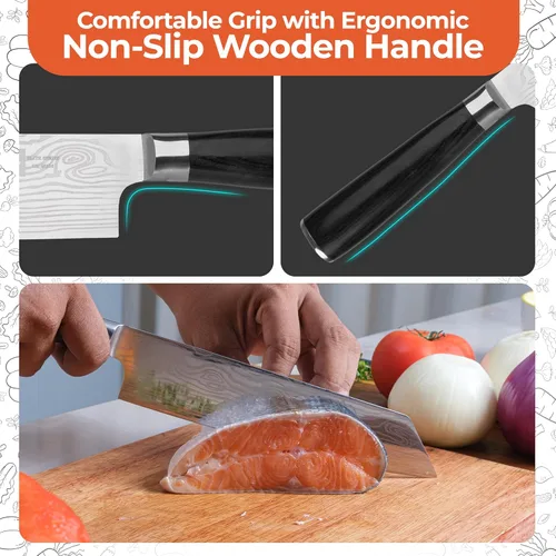 Miniatura 5 de Gidli Cuchillo de chef de 8 pulgadas con afilador de diamante, cuchillo de cocina afilado de acero inoxidable alemán para corte de precisión, mango