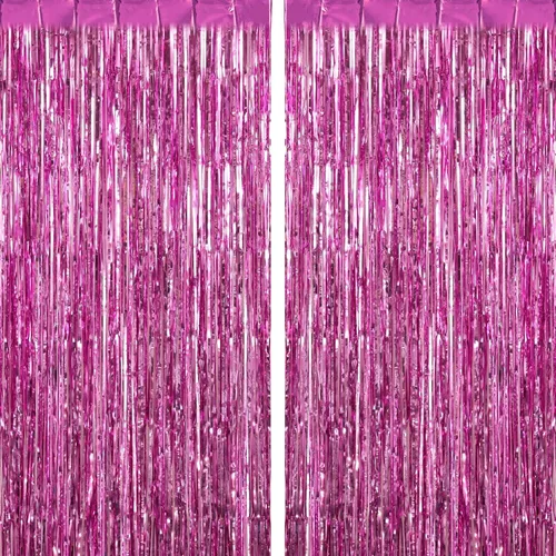 Miniatura 12 de Paquete de 2 cortinas de flecos brillantes con flecos, telón de fondo de oropel para puerta, cortinas de aluminio para cumpleaños, bodas