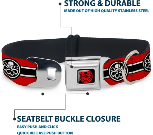 Miniatura 4 de Buckle-Down Collar de perro Hebilla de cinturón de seguridad Hydra Logo Stripe Rojo Negro Blanco, Multicolor, 1 pulgada de ancho - Se adapta a