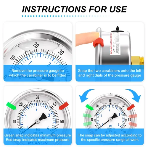 Miniatura 80 de MEANLIN MEASURE Medidor de presión de acero inoxidable relleno de líquido de 0 ~ 300 psi, esfera de cara NPT de 2 pulgadas para compresor de aire