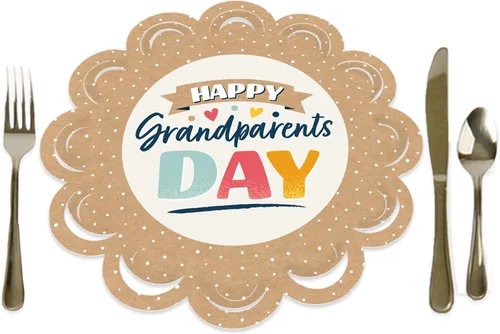 Big Dot of Happiness Feliz Día de los Abuelos – Decoración de mesa redonda para fiesta de abuela y abuelo – Cargadores de papel – Ajuste de lugar