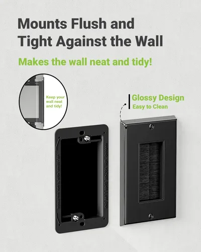 Miniatura 8 de Placa de pared con cepillo con soporte de montaje, cubierta decorativa para pasar cables de bajo voltaje, ocultador de cables de una sola banda