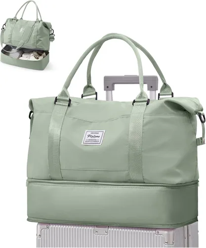 Miniatura 26 de VECAVE Bolsa de viaje para mujer, bolsa deportiva para gimnasio, E20-Púrpura profundo, Grande, Bolsa de viaje