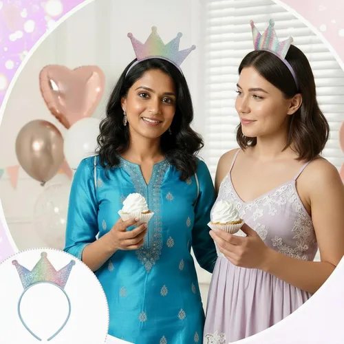 Miniatura 6 de Juexica Paquete de 12 diademas de princesa para fiestas de princesa, coronas de princesa, diadema de lentejuelas con purpurina para regalos