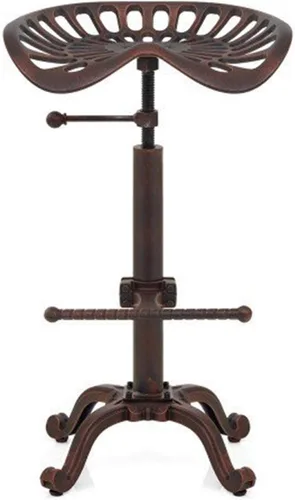 Miniatura 6 de LOKKHAN Taburete de bar industrial rústico, asiento de tractor de hierro fundido, barra de desayuno giratoria de altura de mostrador ajustable