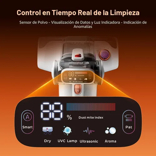 Miniatura 5 de JIGOO T600 Aspiradora de colchón con luz UV-C, succión de 15 kPa, 700 W de potencia, aspirador de mano de doble copa, limpiador de cama con sensor