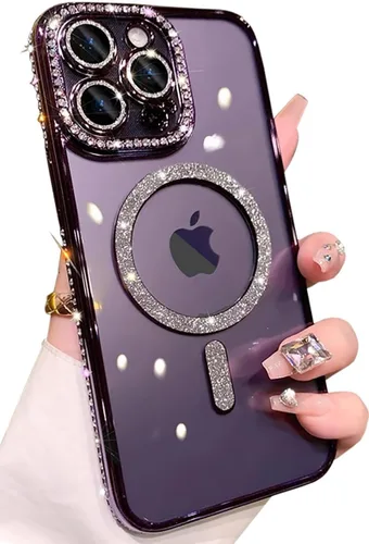 Miniatura 21 de Bonita funda compatible con iPhone 13 Pro de 6.1 pulgadas, diamantes brillantes + fundas de tarjetas con purpurina con soporte de corazón de amor