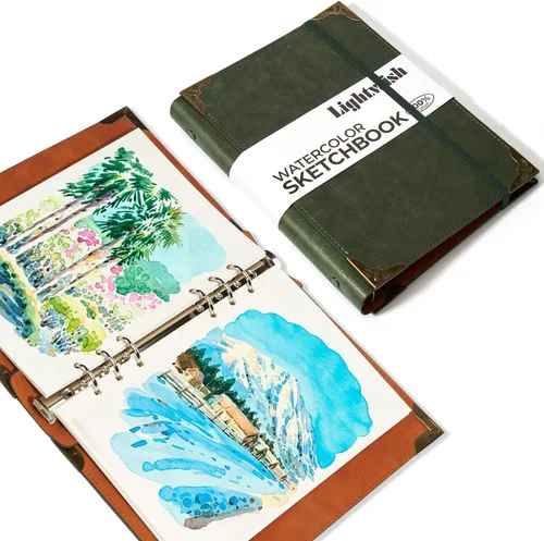 Miniatura 13 de Libro de bocetos de acuarela Lightwish, 100% algodón, diario de acuarela sin ácidos, papel de acuarela a presión caliente de 300 g/m²/140 libras