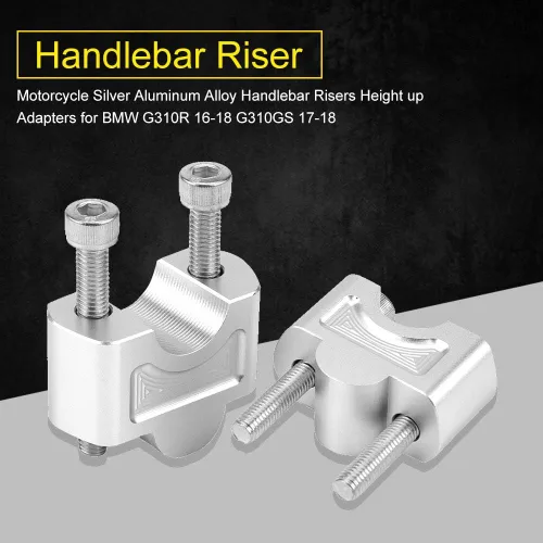 Miniatura 6 de Elevador de manillar, elevadores de manillar de aleación de aluminio plateado para motocicleta, adaptadores de altura para G310R 16-18 G310GS 17-18