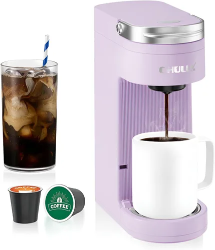 Miniatura 9 de Chulux Cafetera delgada de una sola porción para cápsulas K Pod, cafetera de una taza se ajusta a tazas de viaje de 7.3", máquina de café con Blanco