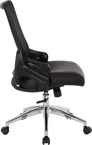 Miniatura 4 de Office Star EMH Series - Silla de escritorio de oficina ajustable con soporte lumbar integrado y brazos abatibles acolchados, cuero regenerado negro