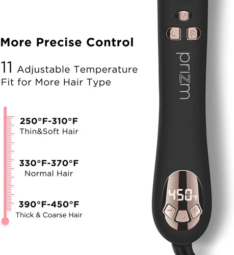 Miniatura 5 de Prizm Rizador giratorio, rizador de pelo automático de 1 pulgada / 0.984 in para cabello largo, barril giratorio automático, 250-450 °F con pantalla