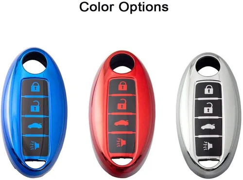 Miniatura 7 de Xotic Tech - Funda de TPU plateada con 4 botones impresos, compatible con Nissan Sentra Versa Armada Leaf Titan Altima GT-R 370Z Maxima Infiniti Q50