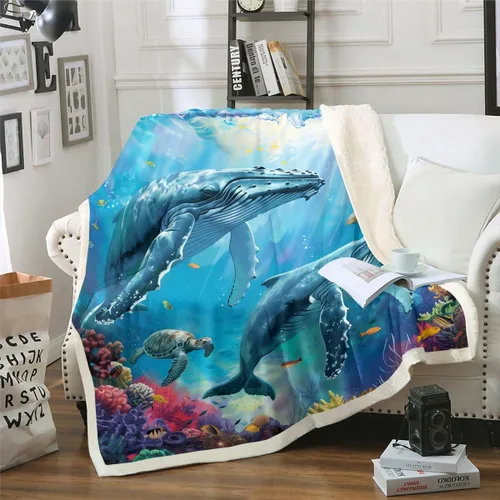 Miniatura 29 de Manta de olas oceánicas para cama, silla, retro, brújula, velero, manta náutica para decoración de dormitorio de niños, manta de vellón marino