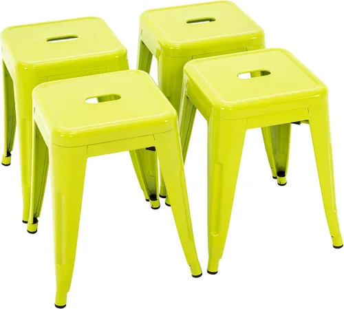 Miniatura 10 de Brage Living Juego de 4 taburetes industriales de metal de 18 pulgadas, taburetes apilables para aula, sillas de comedor de metal sin espalda