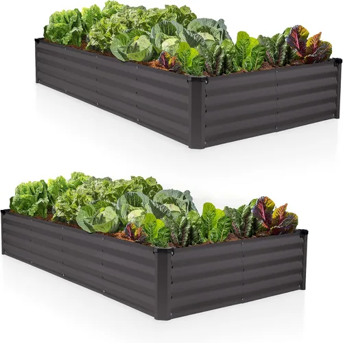 Miniatura 12 de Plant & Plot Camas de jardín elevadas galvanizadas para exteriores/ Jardinera elevada de 6 x 3 x 1 pie para jardinería, verduras, flores, caja