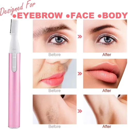 Miniatura 2 de LAIKME Recortador eléctrico de cejas para mujeres, depilación facial para hombres, mini depiladora para bikini, removedor de cara, barbilla, Rosa