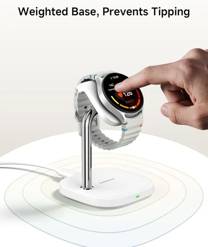 Miniatura 5 de Soporte de carga para Samsung Galaxy Watch 8/8 Classic/Ultra (2025)/7/Ultra/FE/6/6 Classic/5/5 Pro/4/3/Active 2/Active, SwanScout 505S (Blanco)