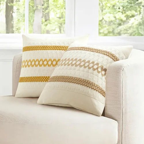 Miniatura 7 de MIULEE Fundas de almohada lumbares decorativas bohemias, cojín de algodón retro, tejidas de macramé para decoración del hogar para cama, sofá, neutro