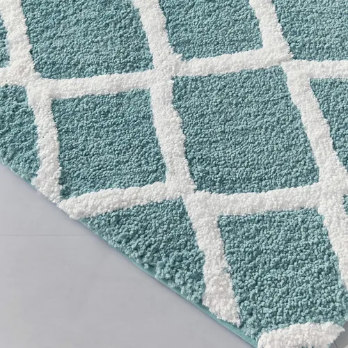 Miniatura 5 de Madison Park Bittman - Alfombra de baño reversible de pelo alto, lujosa, copetuda, absorbente, de secado rápido, diseño geométrico, decoración