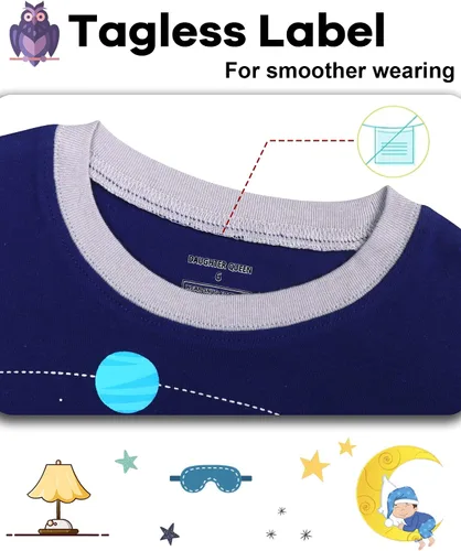 Miniatura 2 de DAUGHTER QUEEN Pijama para niños de 4 piezas, 100% algodón, talla 18 meses a 12 años