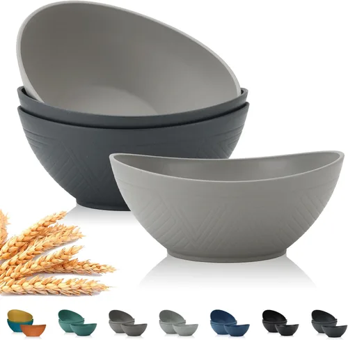 Miniatura 11 de PYRMONT Tazones de paja de trigo de 65 onzas – Cuencos grandes apilables para cereales y ensaladas, sin BPA, aptos para lavavajillas, microondas