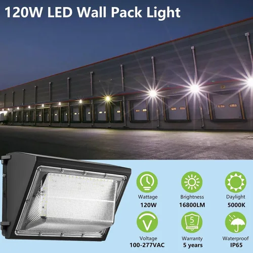 Miniatura 2 de Paquete de 4 lámparas LED de pared de 120 W del anochecer al amanecer, 15600LM 600-800W equivalente a HPS/HID, iluminación de seguridad al aire