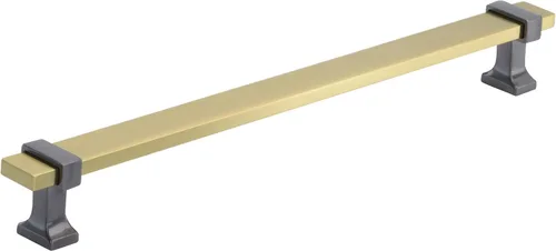 Miniatura 16 de Amerock Mango de gabinete Cromo negro/Oro cepillado 3-3/4 pulgadas (96 mm) de centro a centro Overton paquete de 1 unidad Jaladera