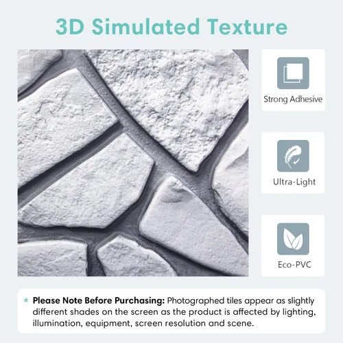 Miniatura 4 de Commomy 10 paneles de pared de piedra 3D para despegar y pegar, panel de pared de piedra sintética de 11.8 x 11.8 pulgadas, papel tapiz de ladrillo