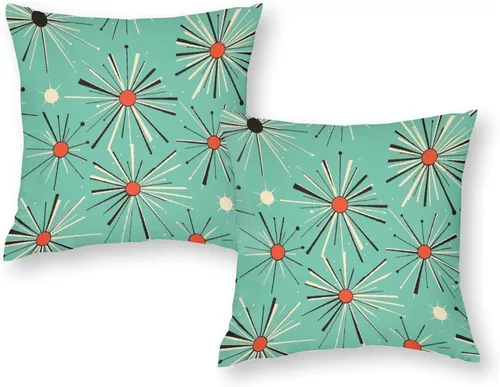 Miniatura 8 de Paquete de 2 fundas de almohada abstractas Art Deco para sala de estar, fundas de almohada retro de mediados de siglo con patrón atómico para sofá