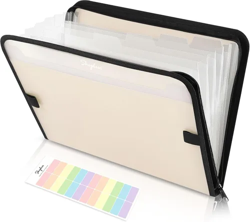 SKYDUE Organizador de archivos de acordeón, carpeta de archivos expandible de 7 bolsillos con bolsillo frontal, tamaño carta, importante organizador