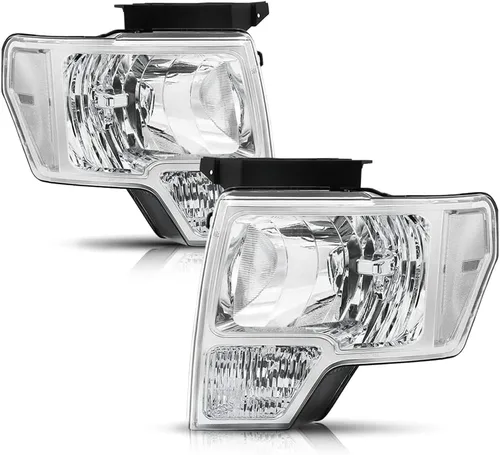Miniatura 19 de Conjunto de faros BRYGHT Compatible con [Todos los modelos] 08-14 Ford E150 E250 08-21 E350 E450 Super Duty Faros de repuesto con carcasa cromada