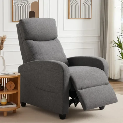 Miniatura 2 de Sweetcrispy Silla reclinable de tela; sofá reclinable sin masaje, asiento para cine en casa con soporte lumbar, reclinable ajustable con respaldo