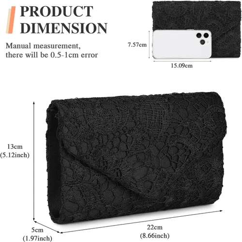 Miniatura 7 de UBORSE Bolso de noche clutch de encaje tipo sobre para mujer, formal, elegante, para boda, fiesta, cóctel, bandolera y bolso de hombro