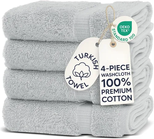 Miniatura 115 de Chakir Turkish Linens - Toallas turcas de 100% algodón, suaves y absorbentes (4 paños, color gris)