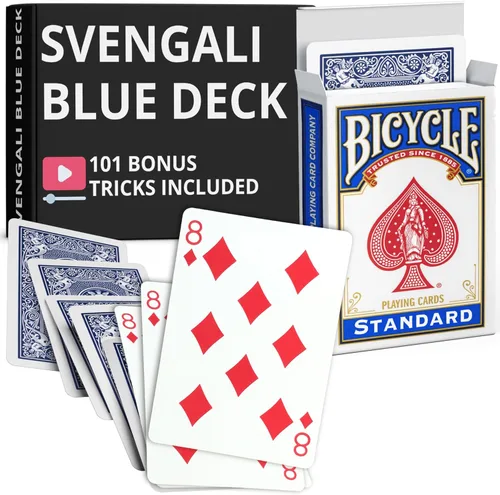Miniatura 22 de Ted's Sterling Magic Precision Blue Rider Back Bicicleta Svengali Deck con instrucciones para más de 100 trucos (2 de clubes)