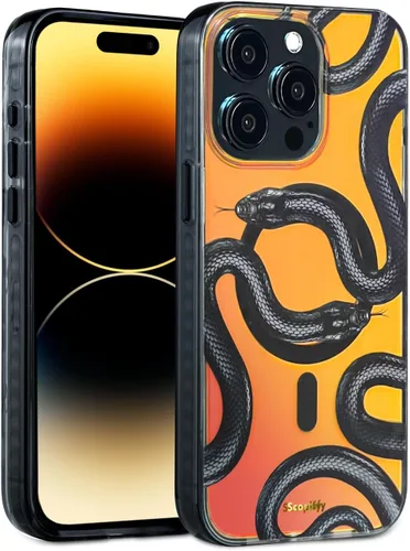 Miniatura 72 de SCORPIFY Funda para iPhone 15 Pro Max [Compatible con MagSafe] con Diseño de Estampado de Leopardo Guepardo Negro Mate, Linda Funda Magnética