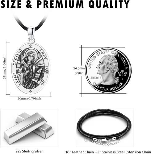 Miniatura 510 de Collar de plata de ley 925 con medalla de San Patrón, colgante de protección católica, amuleto, joyería religiosa para hombres y mujeres