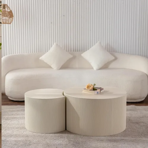 Miniatura 9 de WILLIAMSPACE Juego de 2 mesas auxiliares anidadas, redondas de madera negra para espacios pequeños, sala de estar, dormitorio, mesa auxiliar