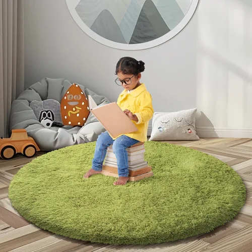 Miniatura 53 de Alfombras circulares súper suaves para niñas, castillo de princesa, tienda de campaña de 5 diámetros, alfombras circulares de área para dormitorio
