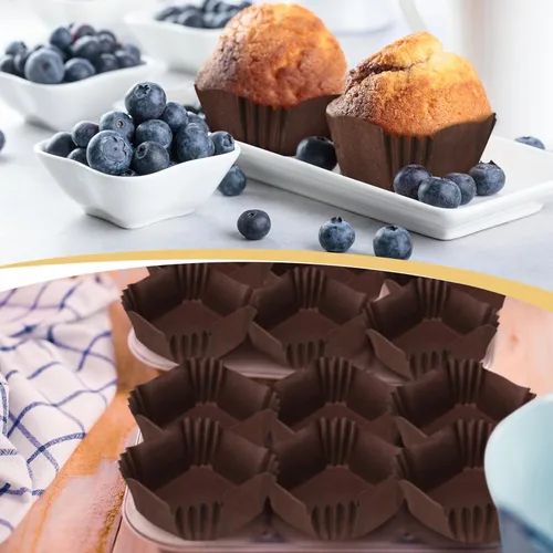 Miniatura 4 de Tanlade 350 unidades de forros desechables cuadrados para mini cupcakes, moldes de papel para hornear brownies, tazas de papel para hornear para Café