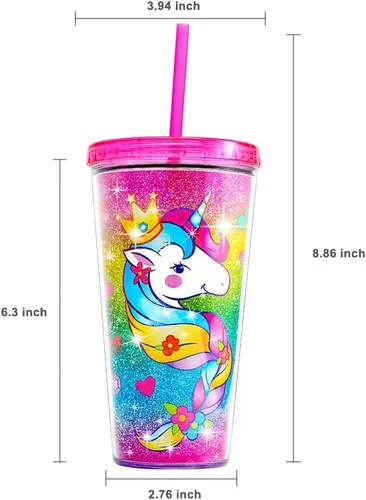 Miniatura 5 de Vaso de acrílico con aislamiento de doble pared con tapa y pajilla, 22 oz / 22.0 fl oz (colorido)