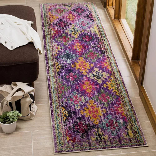 Miniatura 28 de SAFAVIEH Monaco Collection - Alfombra para pasillo, 2.2 x 6 pies, diseño bohemio de enrejado de diamantes, no desprende pelusa y de fácil cuidado