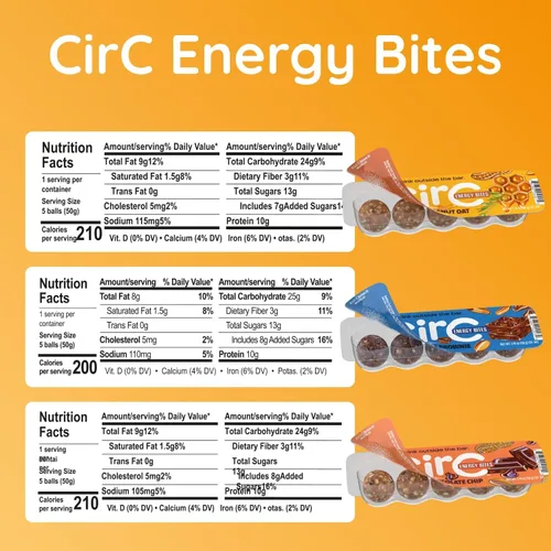 Miniatura 2 de CirC Protein Energy Bites - Paquete variado de bolas de proteína sin gluten, 0.35 onzas de proteína, snack de barra saludable para adultos y niños